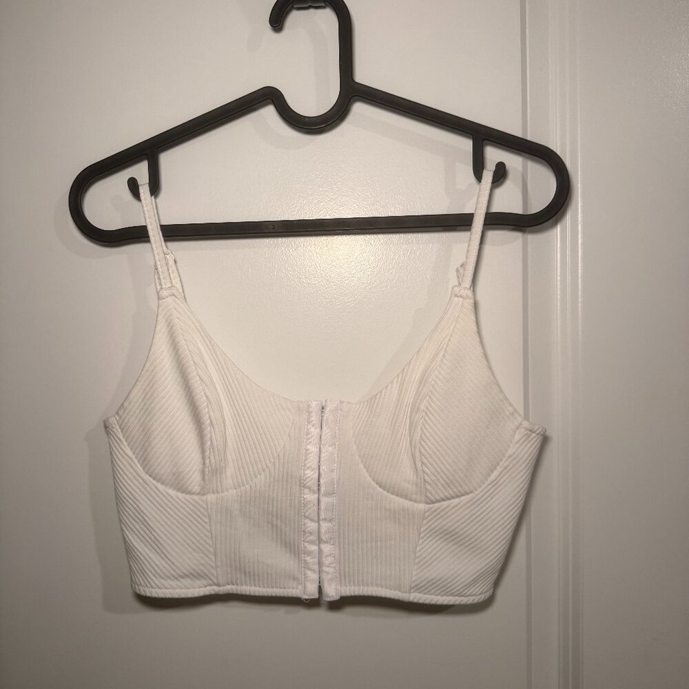Superdown white bralette / crop top